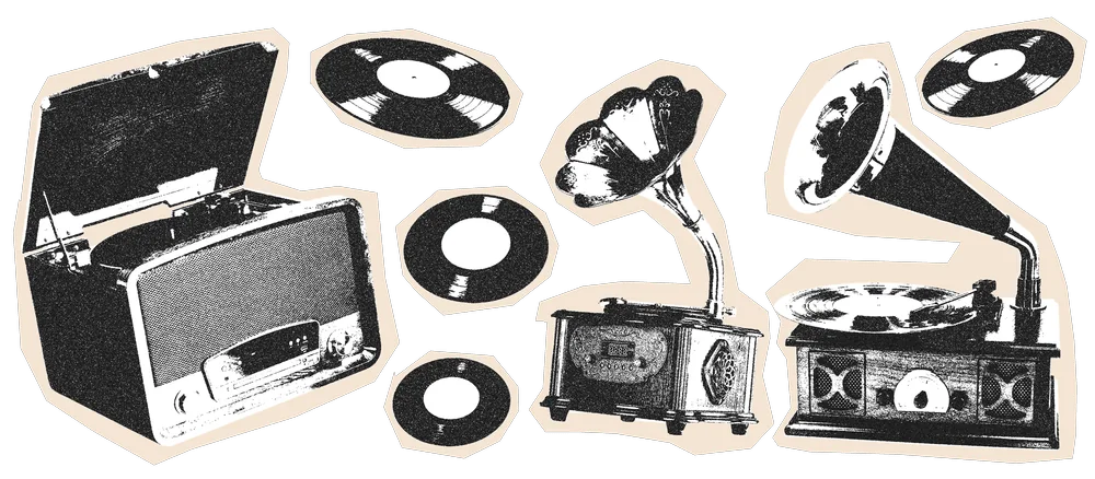 Gramophone and recorded-music illustration